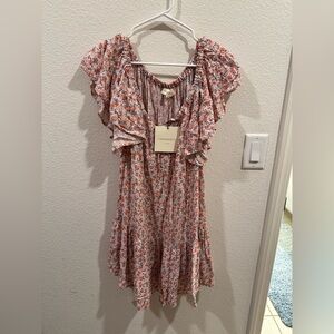 NWT! Cynthia Rowley Floral babydoll dress with tassel belt in medium